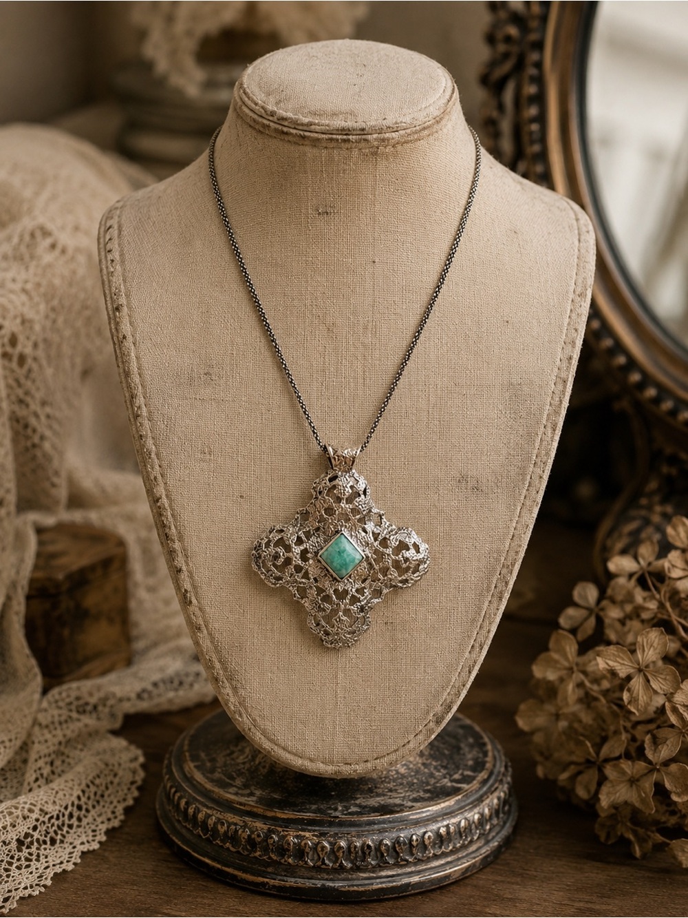 Sterling Silver Chain & Amazonite Pendant